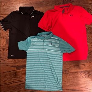 Nike and Under Armour Kids Polo Shirt - Black, Red, and Teal